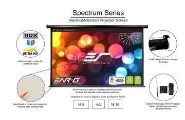 Elite Screens Spektrum Siyah Elektrikli Projeksiyon Perdesi Ekonomi 186x105 TopDrop 20 cm