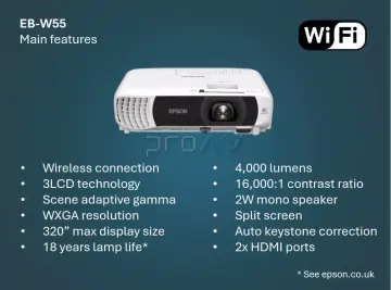 Epson EB-W55 WXGA 3LCD Projeksiyon Cihazı